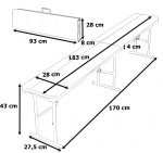 Лавка розкладна садова WOODLAND 183x28x43см чорна - Зображення 5