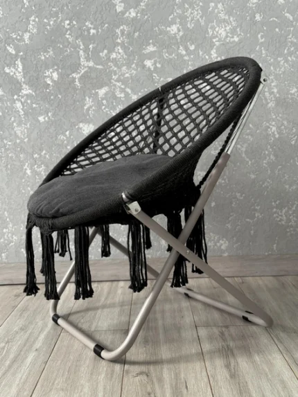 Розкладне крісло-гамак гніздо лелеки з подушкою графітове Комфорт і стиль для вашого відпочинку