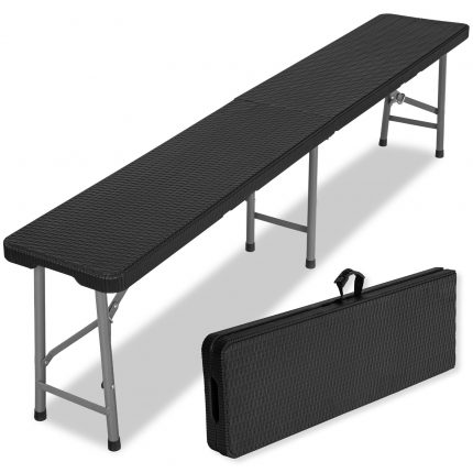 Лавка розкладна садова eHokery 180x28x43см чорний ротанг
