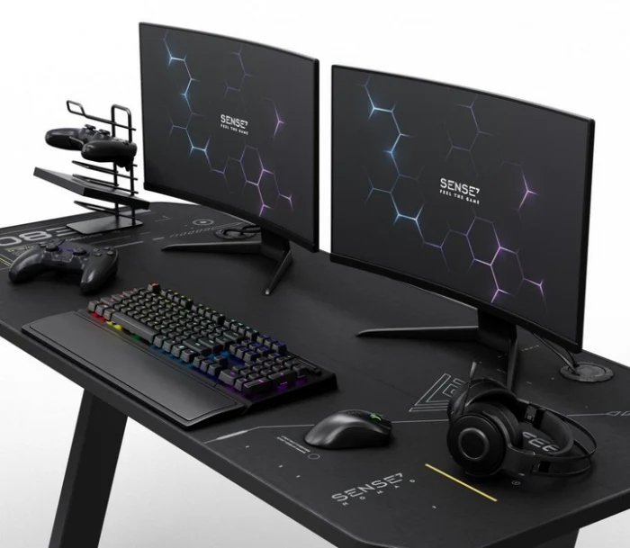 Ігровий стіл SENSE7 Nomad Cybernetic Black 140x60 см: Поєднання сучасного дизайну та функціональності для геймерів - Зображення 6
