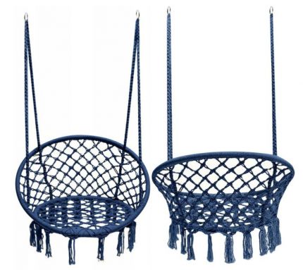 Плетена Садова Гойдалка Підвісна FUNFIT Синя - Стильний Відпочинок на Свіжому Повітрі