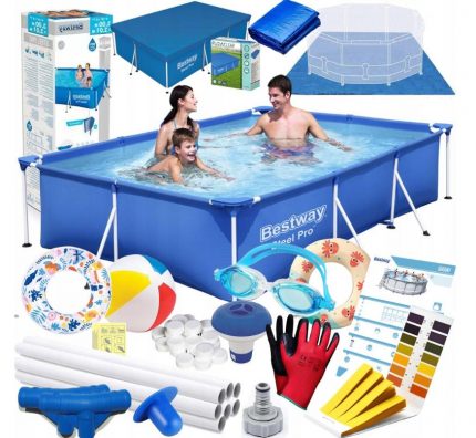 Каркасний Прямокутний Басейн BESTWAY 300x201 см 19 в 1 - Літній Відпочинок для Всієї Родини