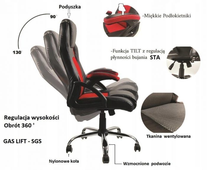 Геймерське Крісло Lugano CARRERA ALCANTARA M - Втілення Комфорту та Стилю для Захоплених Геймерів - Зображення 10