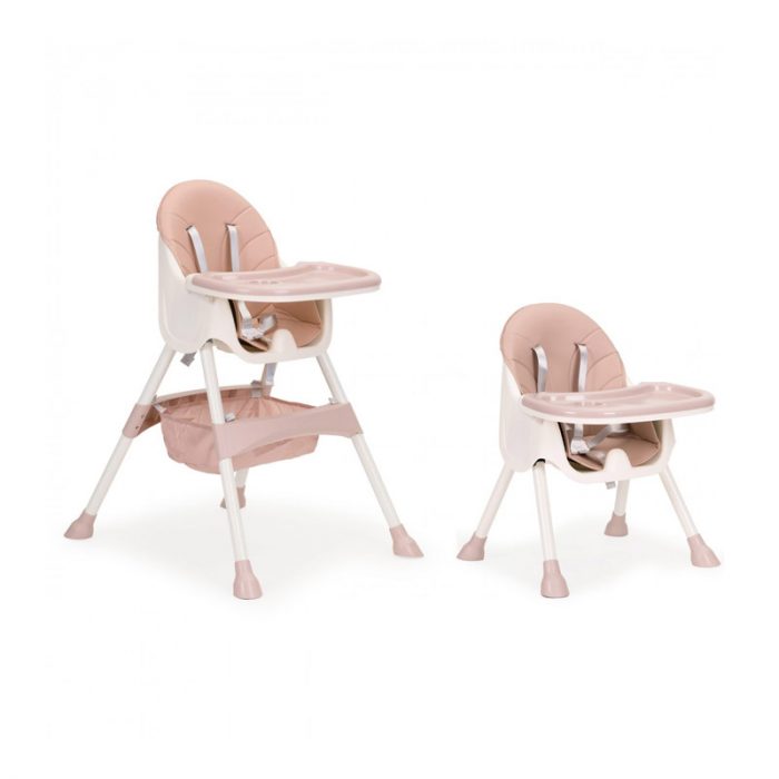 Стільчик для годування 2 в 1 з 5-точковими ременями ECOTOYS HC-823 рожевий-зручність і безпека для малюка