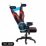 Геймерське крісло KRAKEN Feyton тканина чорно-червона: Преміум комфорт і стиль - Зображення 7