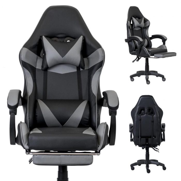 Геймерське крісло TS-046A для Gamer Swivel ЧОРНО-СІРИЙ: Преміум комфорт і стиль для справжніх геймерів - Зображення 1