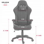 Геймерське крісло KRAKEN Feyton тканина чорне - Ідеальний Комфорт для Тривалих Ігор - Зображення 5