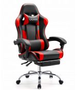 Геймерське Крісло GALAXIA з підставкою для ніг - Чорний та Червоний Стиль