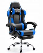 Геймерське Крісло з підставкою для ніг GALAXIA чорний+синій - Комфорт та Стиль
