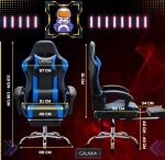 Геймерське Крісло з підставкою для ніг GALAXIA чорний+синій - Комфорт та Стиль - Зображення 2