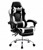 Геймерське Крісло з підставкою для ніг GALAXIA: Чорний та Білий Шедевр Комфорту