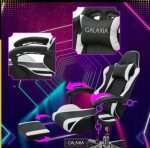 Геймерське Крісло з підставкою для ніг GALAXIA: Чорний та Білий Шедевр Комфорту - Зображення 2