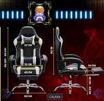 Геймерське Крісло з підставкою для ніг GALAXIA: Чорний та Білий Шедевр Комфорту - Зображення 3