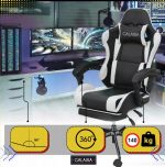 Геймерське Крісло з підставкою для ніг GALAXIA: Чорний та Білий Шедевр Комфорту - Зображення 4