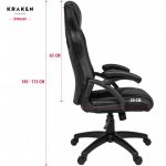 Геймерське крісло KRAKEN DRAKON екошкіра чорне - елегантний дизайн та комфорт - Зображення 6