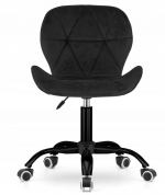 Обертовий стілець Lugano чорний з оксамитовою оббивкою і чорною хромованою основою - Зображення 4