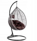 Підвісне садове крісло кокон сірий GT-Sport з коричневою подушкою - Зображення 2