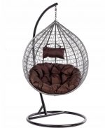 Підвісне садове крісло кокон сірий GT-Sport з коричневою подушкою