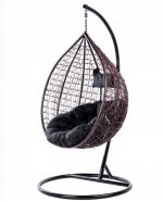Підвісне садове крісло-кокон GT-Sport з коричневою основою та чорними подушками - Зображення 3