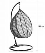 Підвісне садове крісло-кокон GT-Sport з коричневою основою та чорними подушками - Зображення 4