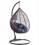 Підвісне садове крісло-кокон коричневе Velaco ITAKA-BR-OKR-GR з сірою подушкою - Вершина комфорту та елегантності у вашому саду