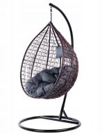 Підвісне садове крісло-кокон коричневий GT-Sport з сірою подушкою - Зображення 4