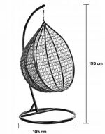 Підвісне садове крісло-кокон коричневий GT-Sport з сірою подушкою - Зображення 3