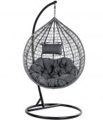 Підвісне садове крісло кокон сірий GT-Sport сіра подушка