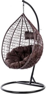 Підвісне садове крісло-кокон Velaco ITAKA-BR-OKR-BR коричневе з коричневою подушкою - Зображення 3