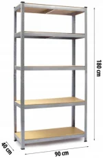 Металевий стелаж Humberg 180x 90x40 см на 5 полиць - Зображення 4