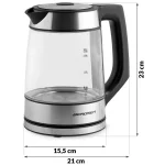 Електрочайник Berdsen BD-704 скляний 1,7 л, чорно-срібний - Зображення 8