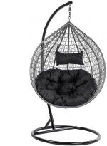 Підвісне садове крісло кокон сірий GT-Sport з чорною подушкою