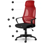 Крісло офісне з мікросіткою Прага - червоно-чорне - Зображення 7