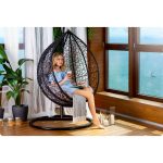 Крісло садове підвісне Hawana чорне + сірі подушки (кокон) - Стиль і зручність - Зображення 6