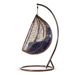 Крісло садове підвісне кокон Hawana коричневе + темно-сині подушки Sofotel - Модний акцент для саду - Зображення 7