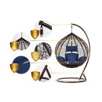 Крісло садове підвісне кокон Hawana коричневе + темно-сині подушки Sofotel - Модний акцент для саду - Зображення 13