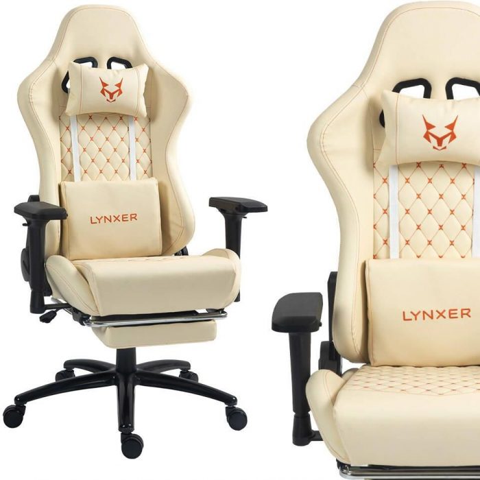 Геймерське крісло Lynxer Prestige Chair екошкіра бежевого кольору Комфорт та стиль - Зображення 1