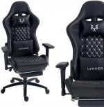 Геймерське крісло Lynxer Prestige екошкіра чорно-сіре комфорт та стиль