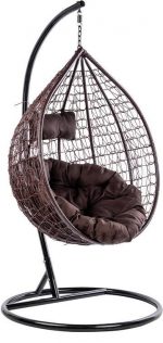 Підвісне садове крісло-кокон Velaco ITAKA-BR-OKR-BR коричневе з коричневою подушкою