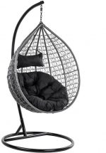 Підвісне садове крісло кокон сірий GT-Sport з чорною подушкою - Зображення 2