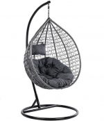 Підвісне садове крісло кокон сірий GT-Sport сіра подушка - Зображення 3