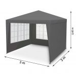 Павільйон садовий 4 стінки 3x3 м сірий Plonos - Простір для відпочинку на природі - Зображення 4