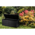Садова скриня 143,5 x 57 x 53,5 см 390 л чорна - Створення простору для зберігання на свіжому повітрі - Зображення 12