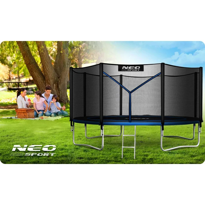 Батут садовий 14ft/435 см з зовнішньою сіткою та драбинкою Neo-Sport - Для великих просторів та безпеки - Зображення 7
