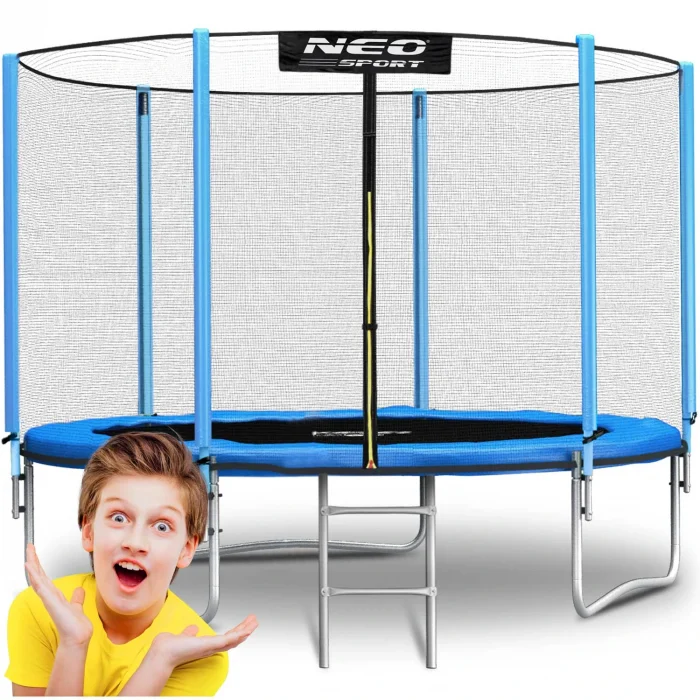 Батут садовий 8ft/252 см з зовнішньою сіткою та драбинкою Neo-Sport - Ідеальний для сімейного використання - Зображення 1