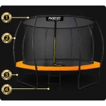Батут садовий профільований 12ft/374 см з внутрішньою сіткою Neo-Sport - Висока стійкість та безпека - Зображення 11