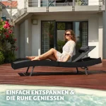 Лежак з ротанга Moana_TecTake Чорний сталевий. 404869 ідеальний вибір для вашого саду чи тераси - Зображення 2