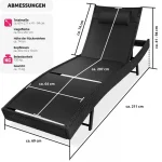 Лежак з ротанга Moana_TecTake Чорний сталевий. 404869 ідеальний вибір для вашого саду чи тераси - Зображення 4