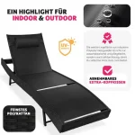 Лежак з ротанга Moana_TecTake Чорний сталевий. 404869 ідеальний вибір для вашого саду чи тераси - Зображення 3