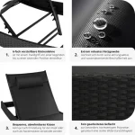 Лежак з ротанга Moana_TecTake Чорний сталевий. 404869 ідеальний вибір для вашого саду чи тераси - Зображення 6